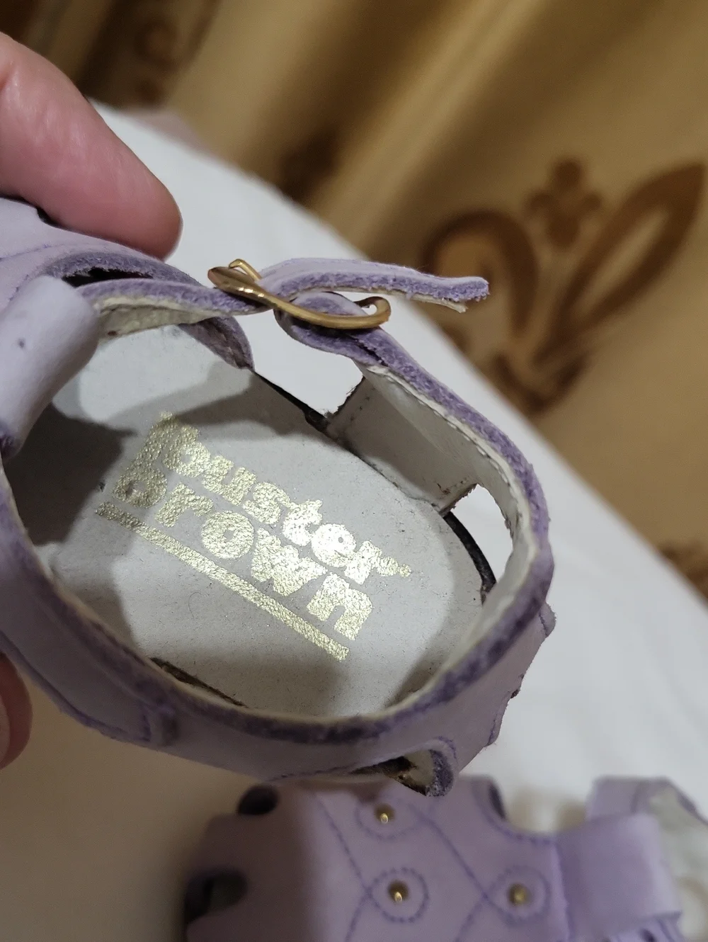 Vtg Buster Brown Lavender Suede Baby Shoes